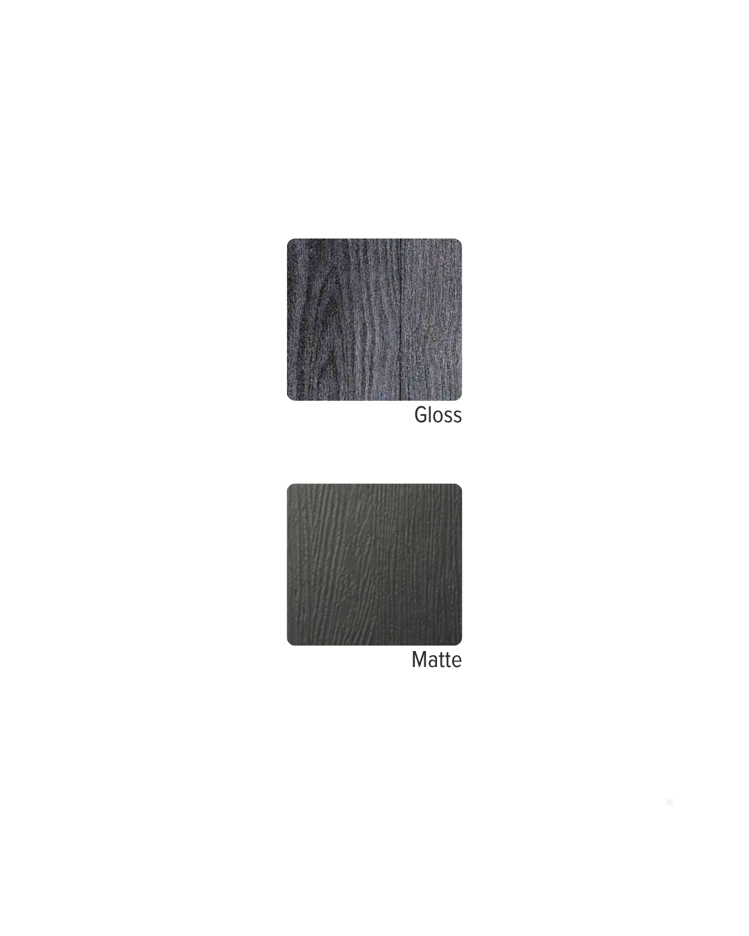 Swatch examples of gloss and matte finishes